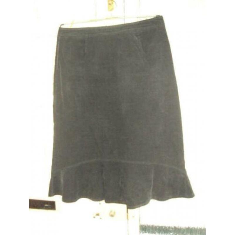 Nette zwart katoenen rib rok volant strook MISS ETAM 40 zgan