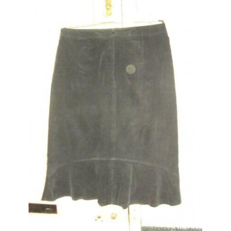 Nette zwart katoenen rib rok volant strook MISS ETAM 40 zgan