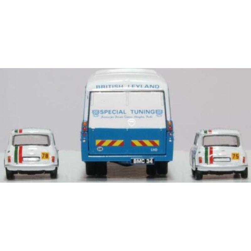 Oxford 1:76 Set BMC Transporter met 2 Mini British Leyland N