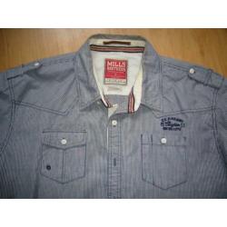 Blouse, fijne streep blauw wit, maat XXL,merk Mills Brothers