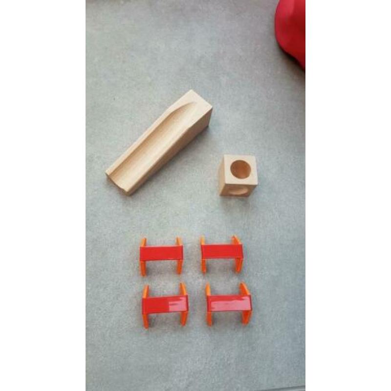 Haba houten knikkerbaan , grote set met bewaarzak