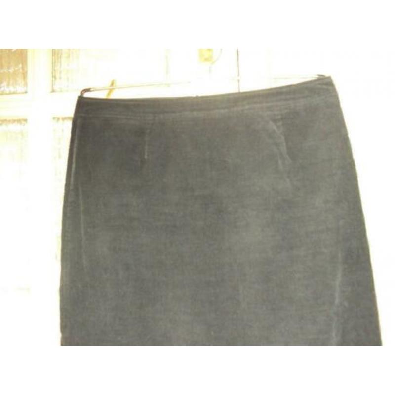 Nette zwart katoenen rib rok volant strook MISS ETAM 40 zgan