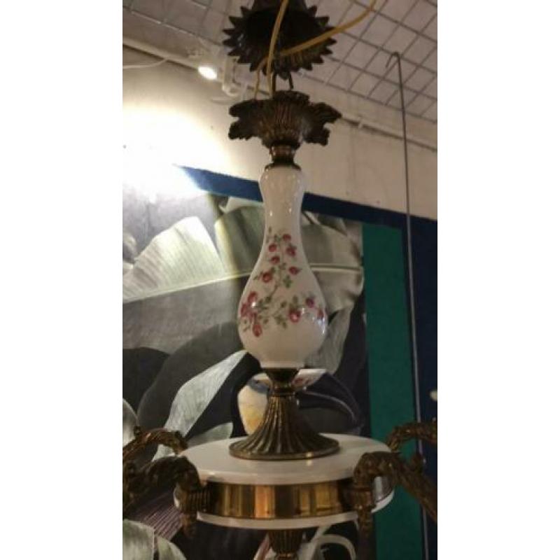 Mooie lamp van porselein en messing