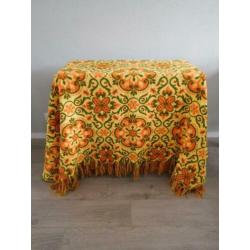 Vintage sprei/kleed/plaid 200x260 Geel groen, tweezijdig!
