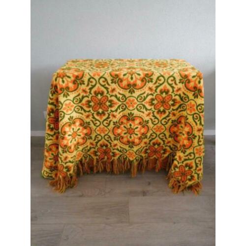 Vintage sprei/kleed/plaid 200x260 Geel groen, tweezijdig!