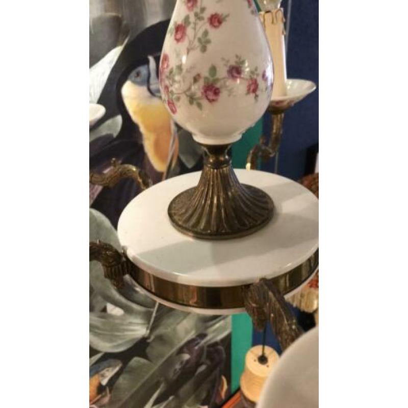Mooie lamp van porselein en messing
