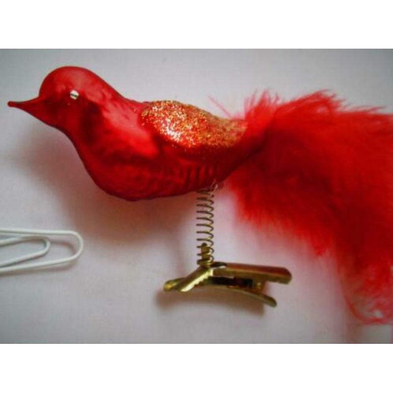 Kerst~Rode Kerstvogel~Glas~Glazen Vogeltje~Kerstvogeltje~