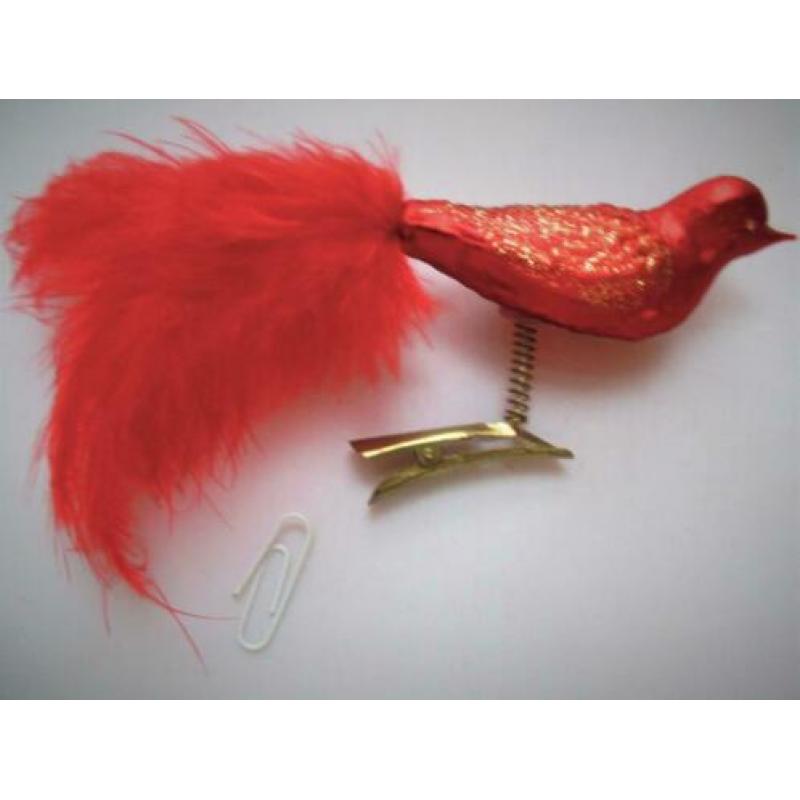 Kerst~Rode Kerstvogel~Glas~Glazen Vogeltje~Kerstvogeltje~