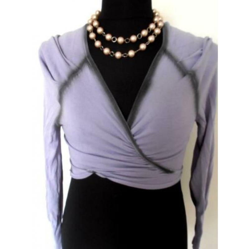 Bandolera - prachtig lila bolero vest met bies mt 40