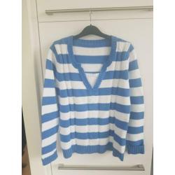 Blauw wit gestreepte trui M&S mode maat M NIEUW