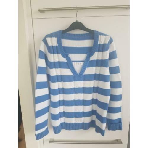 Blauw wit gestreepte trui M&S mode maat M NIEUW