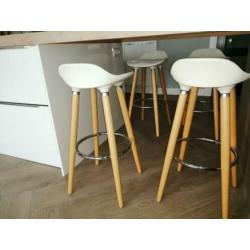 4 super gave barkrukken wit met hout