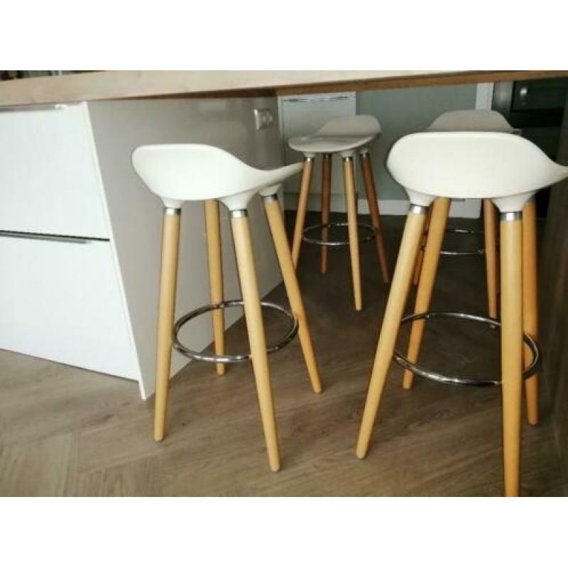 4 super gave barkrukken wit met hout