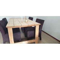 Design Eetkamerstoelen bruin-taupe, 4 stuks, in nieuwstaat