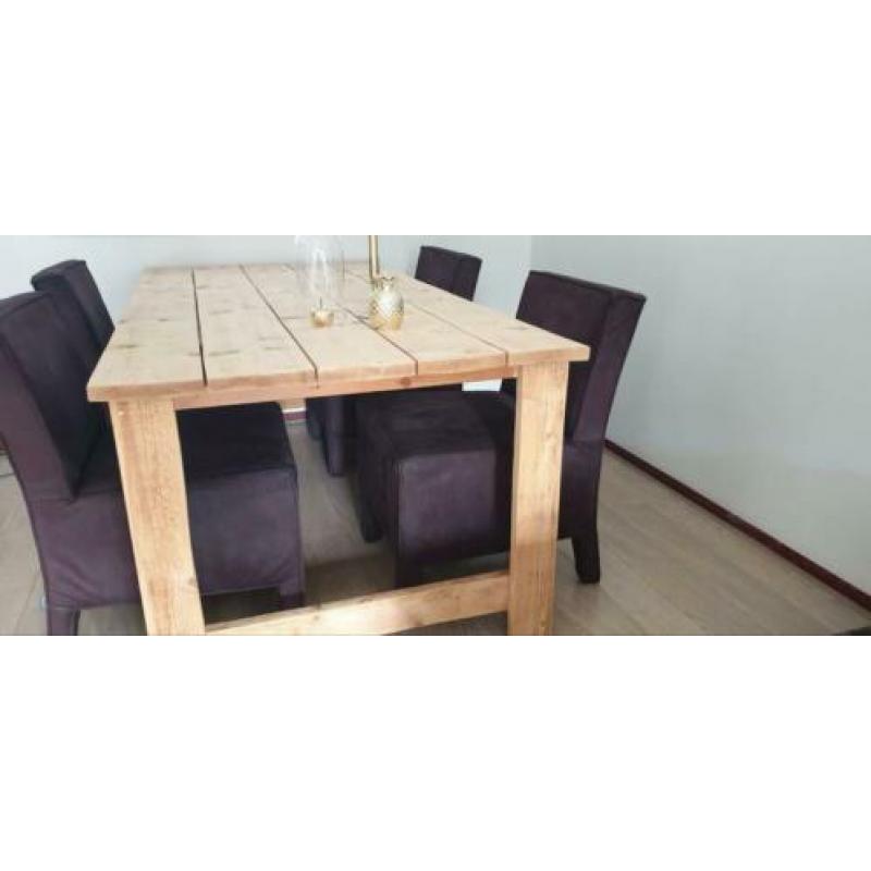 Design Eetkamerstoelen bruin-taupe, 4 stuks, in nieuwstaat