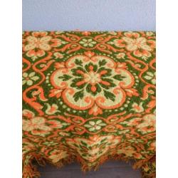 Vintage sprei/kleed/plaid 200x260 Geel groen, tweezijdig!