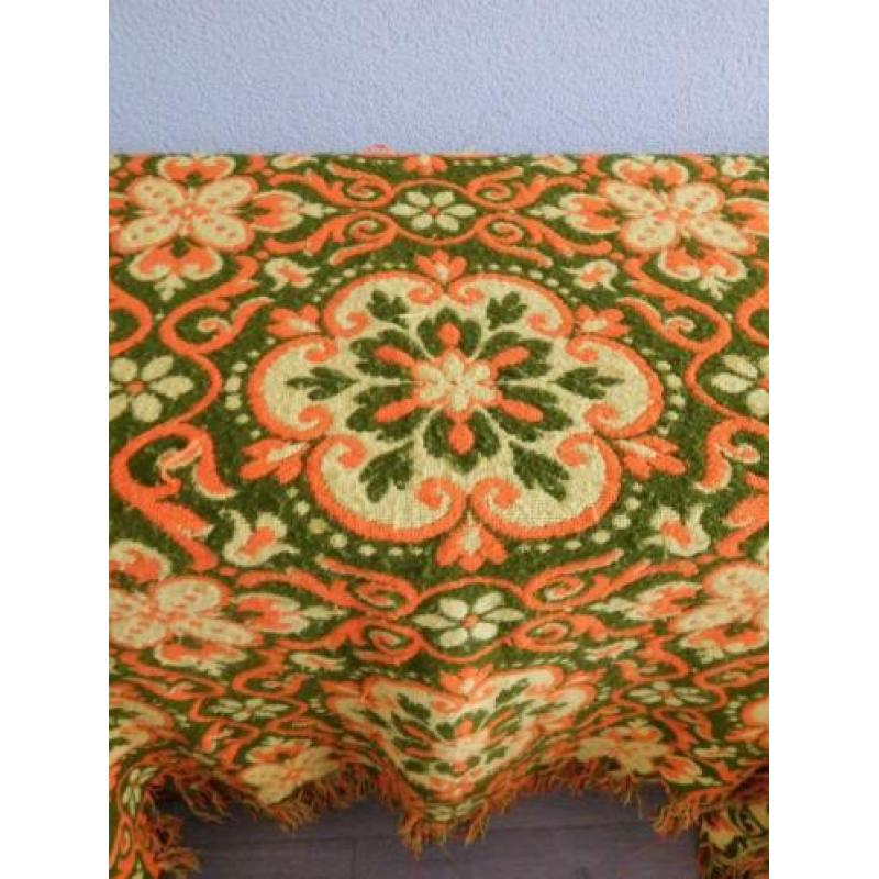 Vintage sprei/kleed/plaid 200x260 Geel groen, tweezijdig!