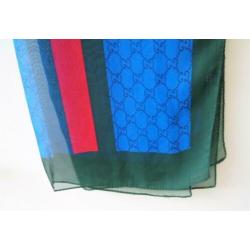 Gucci sjaal - 100% zijde - Blauw,rood,groen - Afm.157x52cm