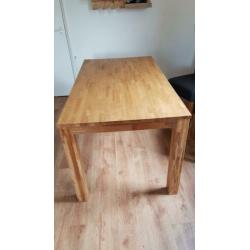 Woood teakhouten tafel 150×85 cm + 4 Woood stoelen