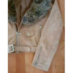 Beige Jas winterjas met bond maat L bied