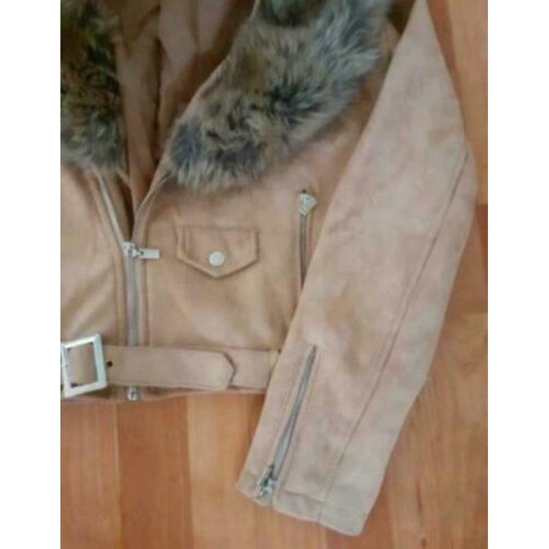 Beige Jas winterjas met bond maat L bied