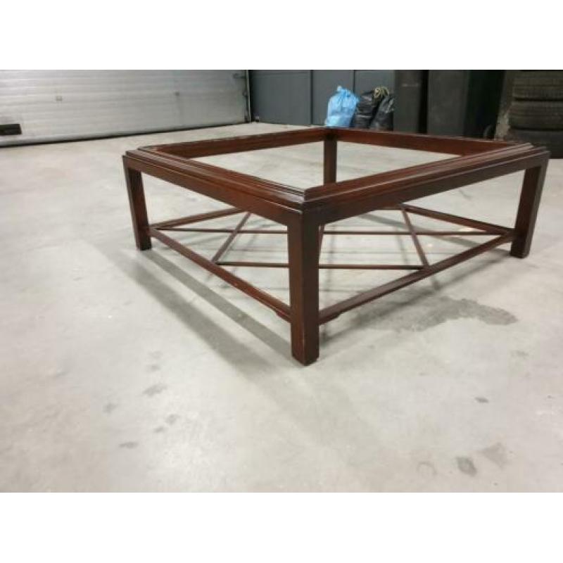 Salontafel kersen 120 cm vierkant 45 cm hoog 2x glasplaat