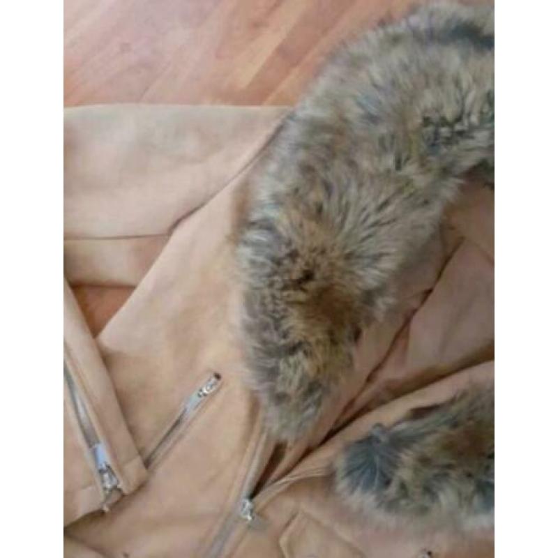 Beige Jas winterjas met bond maat L bied