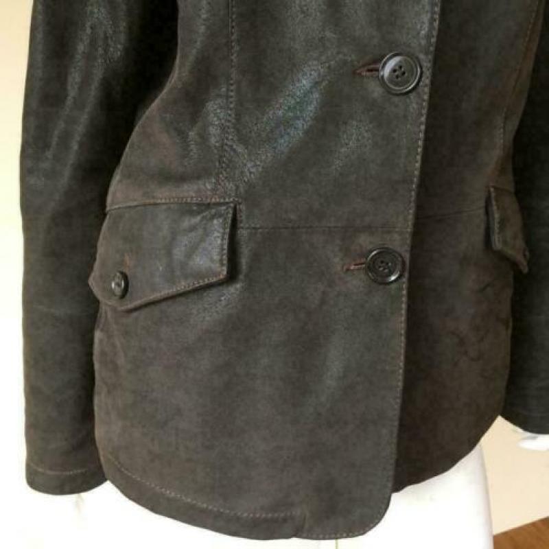 4000 D.bruine leren jas blazer DONNA; Mt=40 Nieuwstaat