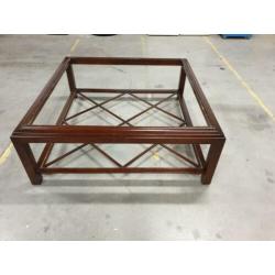 Salontafel kersen 120 cm vierkant 45 cm hoog 2x glasplaat