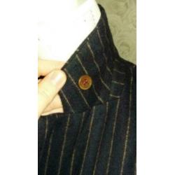 River woods donkerblauwe camel krijtstreep wollen blazer