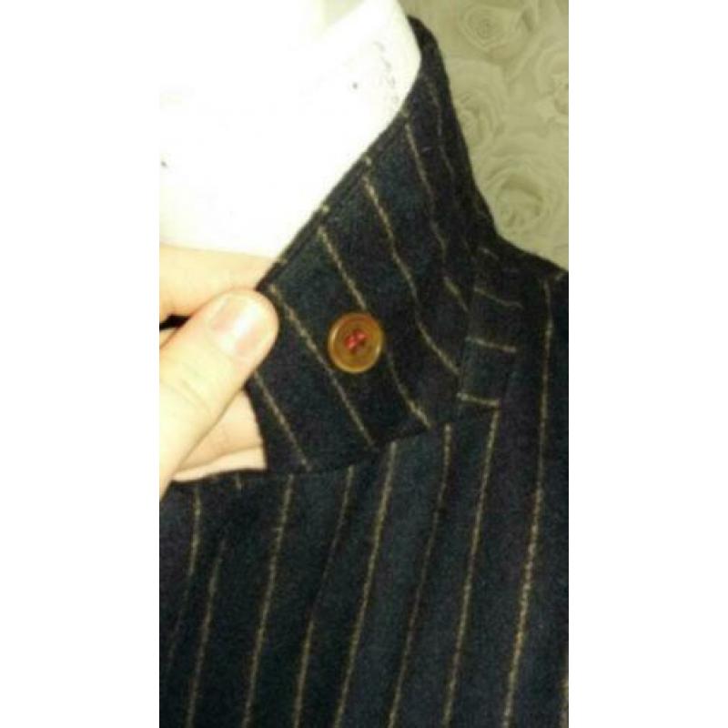 River woods donkerblauwe camel krijtstreep wollen blazer