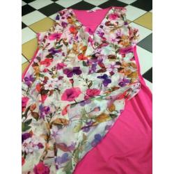 La lemon fuchsia roze jurkje 50 bloemen overslag vlinders