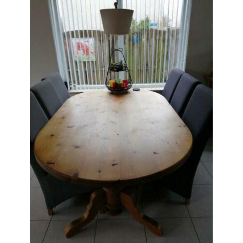 grenen ovale eettafel