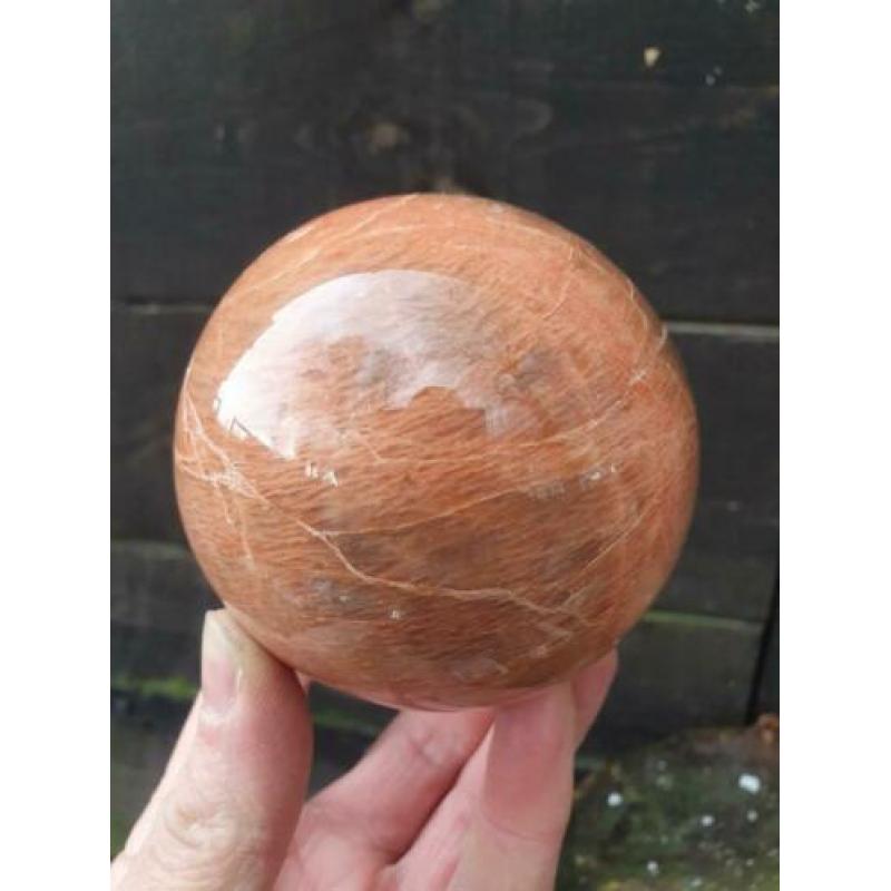 Grote bol van Perzik maansteen 8,9 cm
