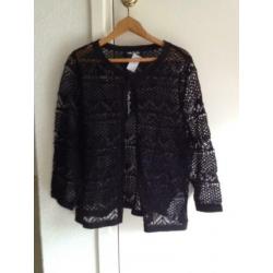 Betty barclay zwart linnen vest / kanten vestje mt 40 nieuw
