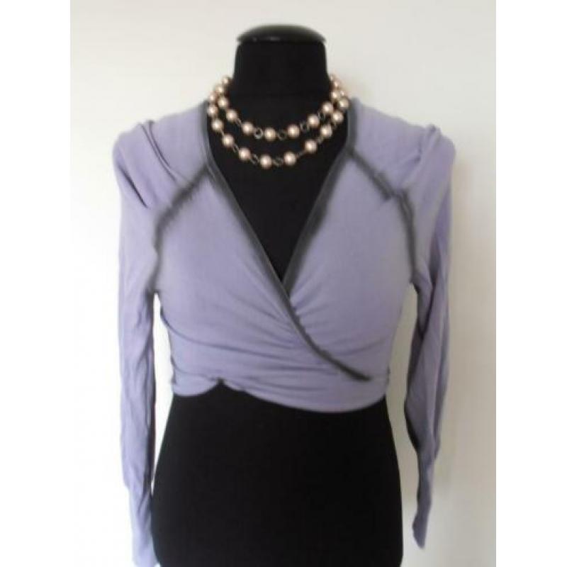 Bandolera - prachtig lila bolero vest met bies mt 40