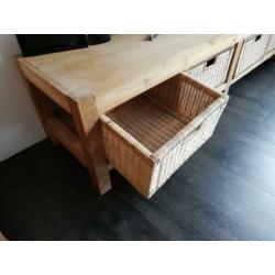 Teakhouten tv meubel met manden