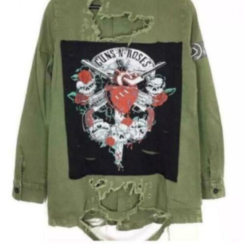 Zara Guns n’ Roses jack legergroen maat s!