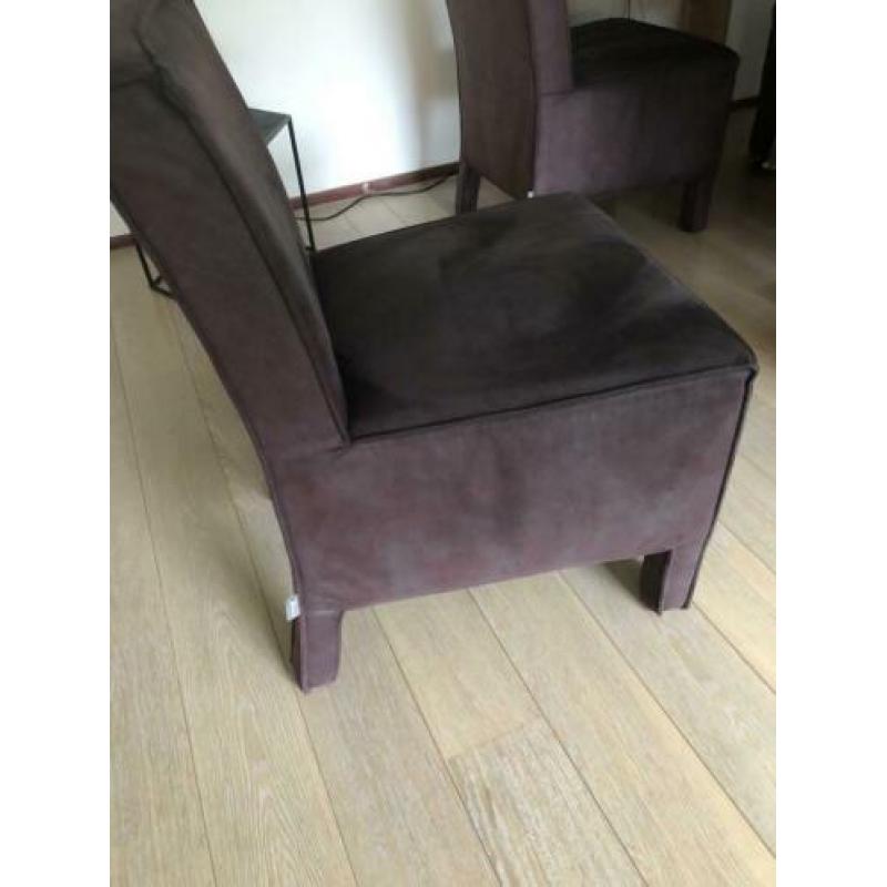 Design Eetkamerstoelen bruin-taupe, 4 stuks, in nieuwstaat