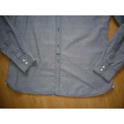 Blouse, fijne streep blauw wit, maat XXL,merk Mills Brothers
