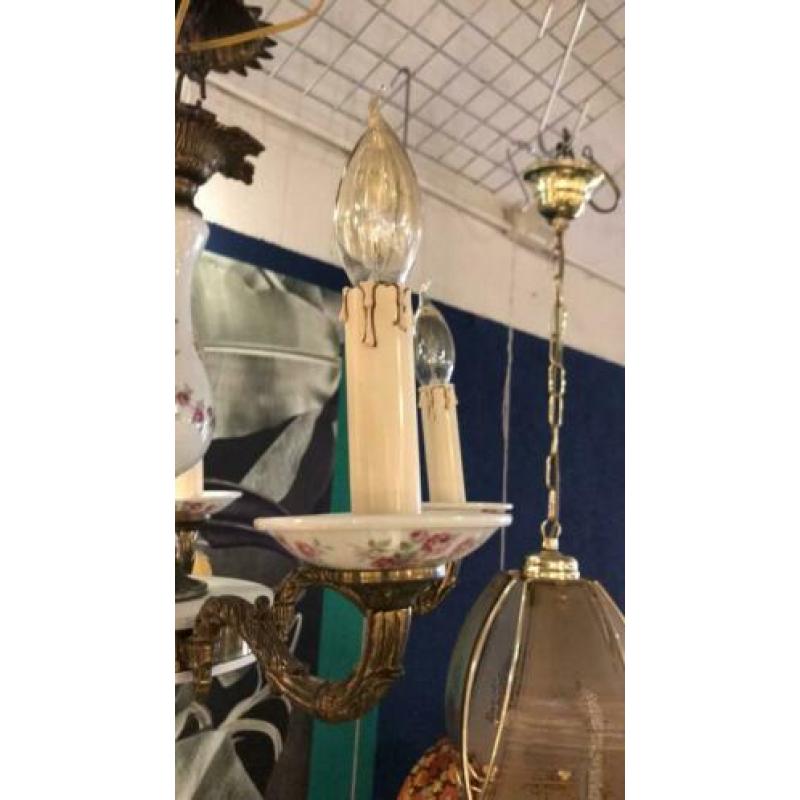Mooie lamp van porselein en messing