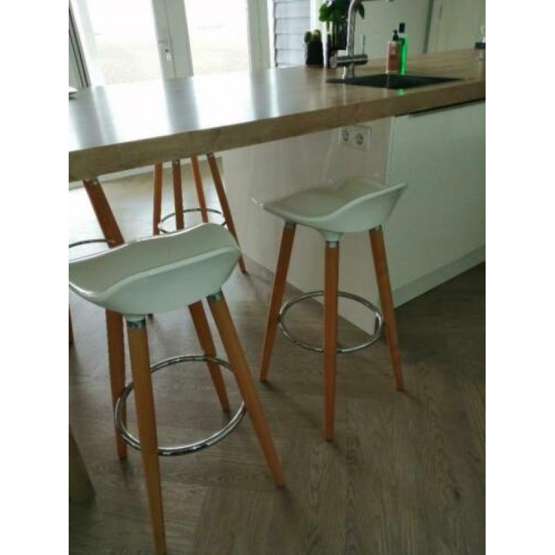4 super gave barkrukken wit met hout