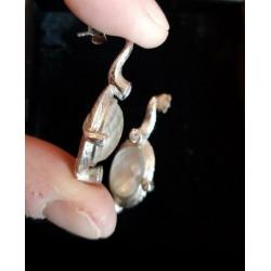 Vintage oorbellen zilver en maansteen