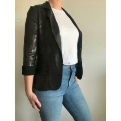 Warehouse: bruine damesblazer met pailletten en omslag mt 40