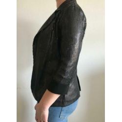 Warehouse: bruine damesblazer met pailletten en omslag mt 40
