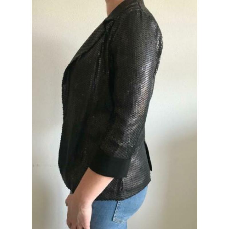 Warehouse: bruine damesblazer met pailletten en omslag mt 40