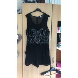 Zwarte korte dames playsuit maat 42-L H&M