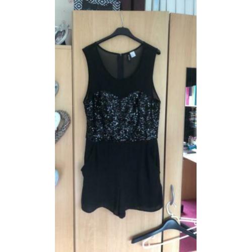 Zwarte korte dames playsuit maat 42-L H&M