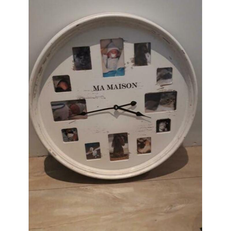 50cm doorsnee grote landelijk witte foto klok! UNIEK!