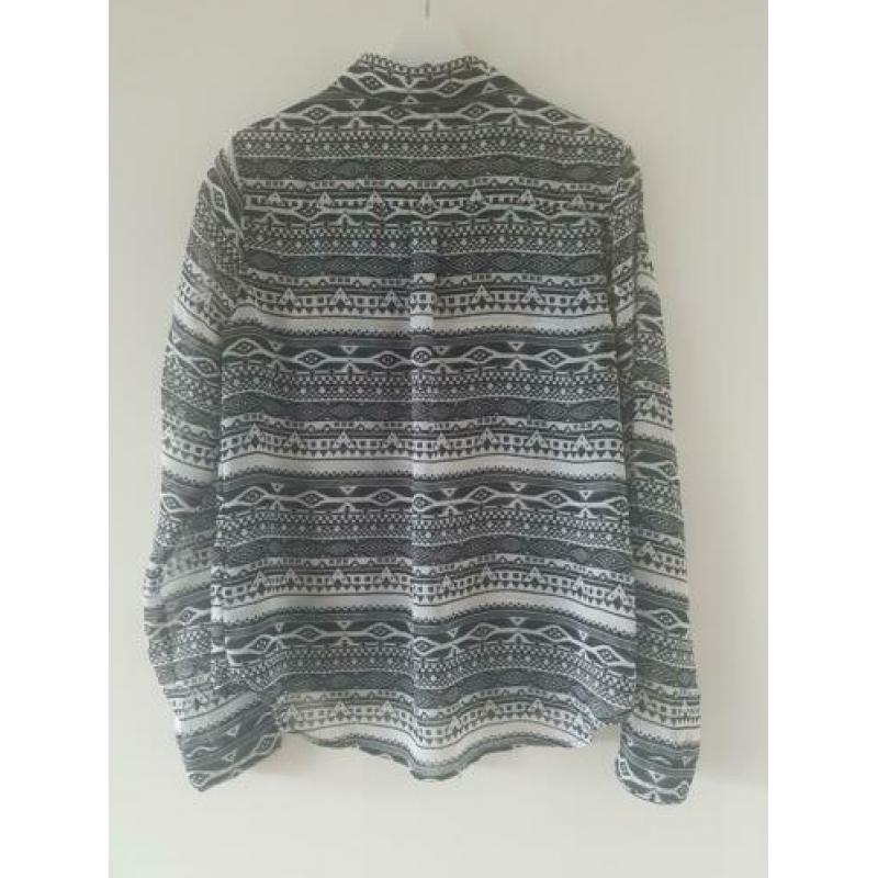 Zwart witte blouse met print maat XL